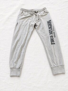 True Religion Light Gray Joggers with Side Logo